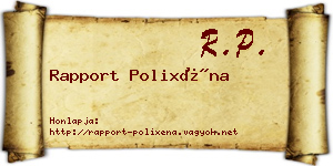 Rapport Polixéna névjegykártya